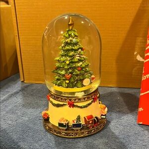 Musical with Lights Festive Christmas Tree Snow Globe with Train